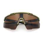 Polarized Mens Antiglare Oversized Shield Half Rim Wrap Sport Plastic Sunglasses\