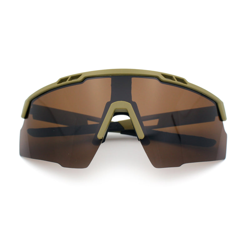 Polarized Mens Antiglare Oversized Shield Half Rim Wrap Sport Plastic Sunglasses\