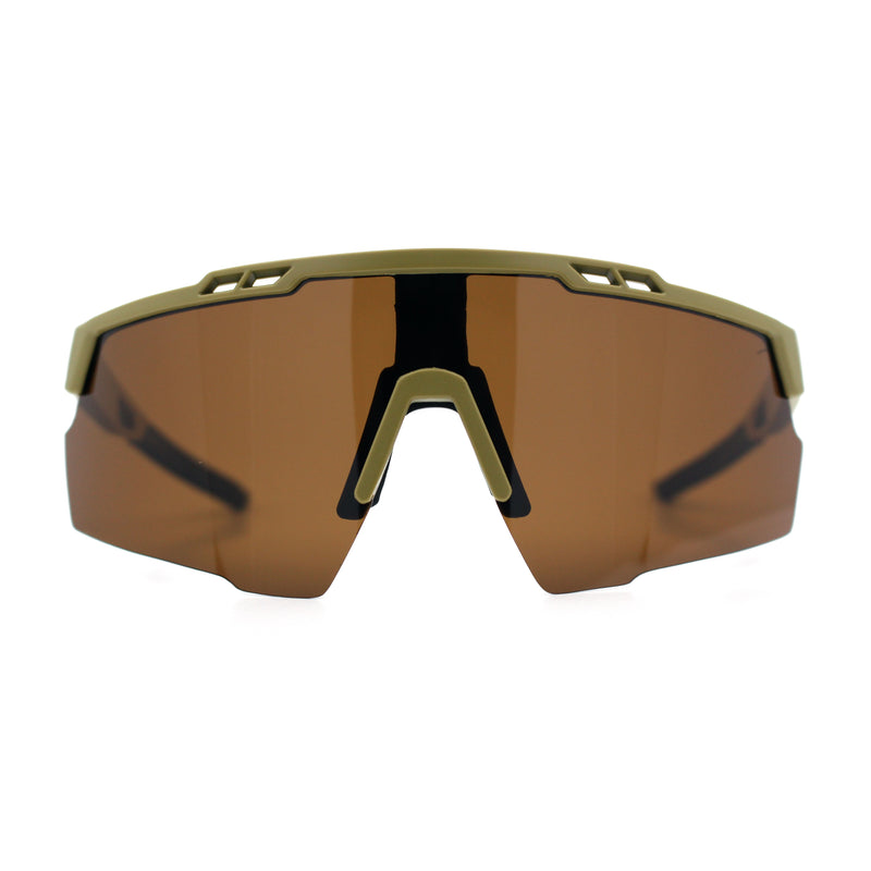Polarized Mens Antiglare Oversized Shield Half Rim Wrap Sport Plastic Sunglasses\