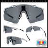 Polarized Mens Antiglare Oversized Shield Half Rim Wrap Sport Plastic Sunglasses\