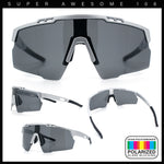 Polarized Mens Antiglare Oversized Shield Half Rim Wrap Sport Plastic Sunglasses\