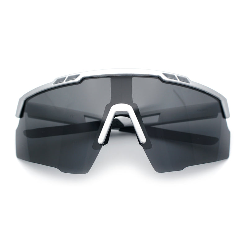 Polarized Mens Antiglare Oversized Shield Half Rim Wrap Sport Plastic Sunglasses\