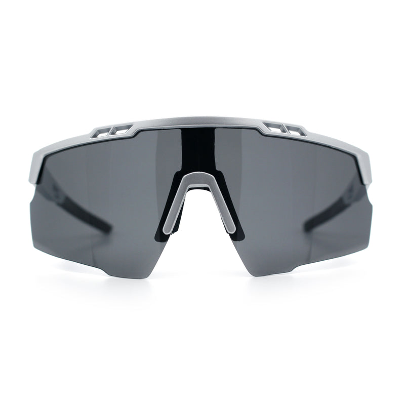 Polarized Mens Antiglare Oversized Shield Half Rim Wrap Sport Plastic Sunglasses\