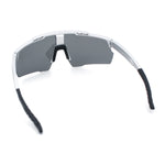 Polarized Mens Antiglare Oversized Shield Half Rim Wrap Sport Plastic Sunglasses\