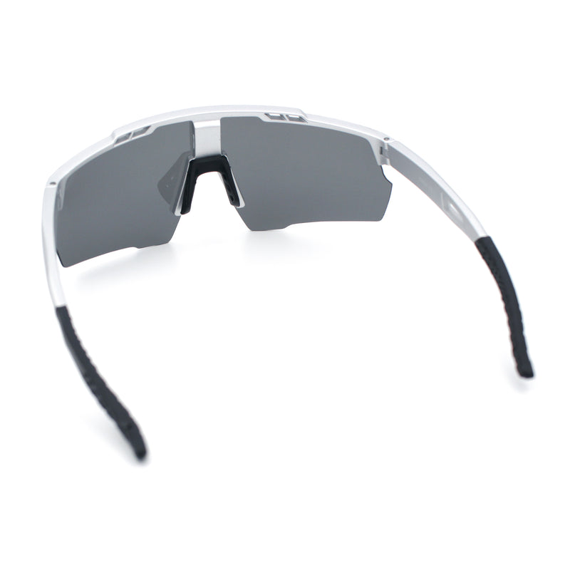 Polarized Mens Antiglare Oversized Shield Half Rim Wrap Sport Plastic Sunglasses\