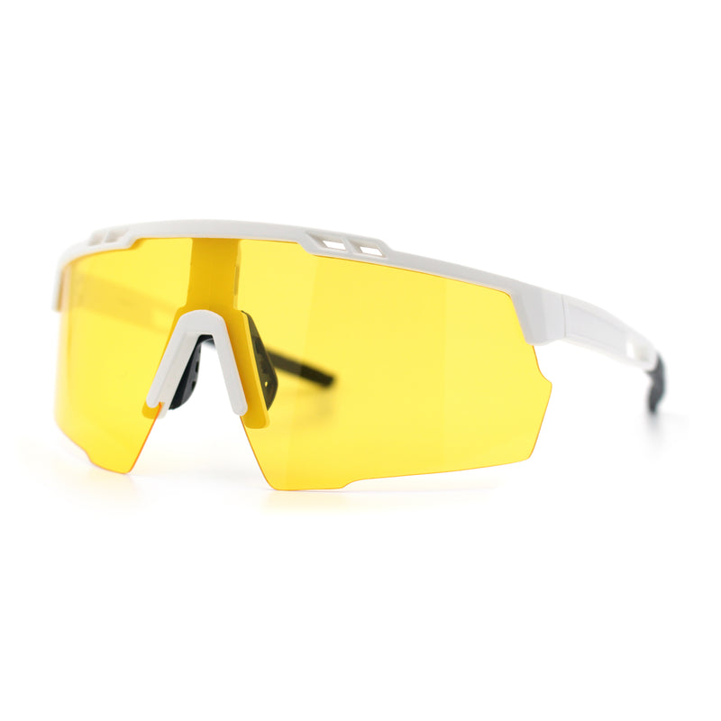 Polarized Mens Antiglare Oversized Shield Half Rim Wrap Sport Plastic Sunglasses\