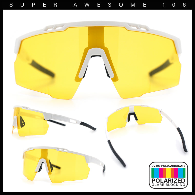 Polarized Mens Antiglare Oversized Shield Half Rim Wrap Sport Plastic Sunglasses\