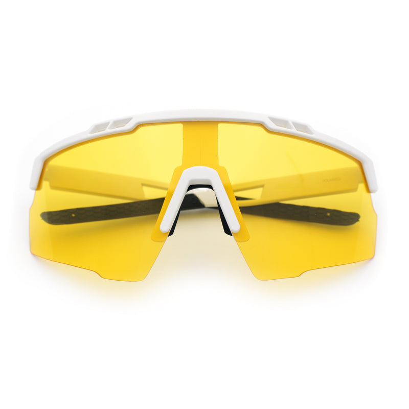 Polarized Mens Antiglare Oversized Shield Half Rim Wrap Sport Plastic Sunglasses\