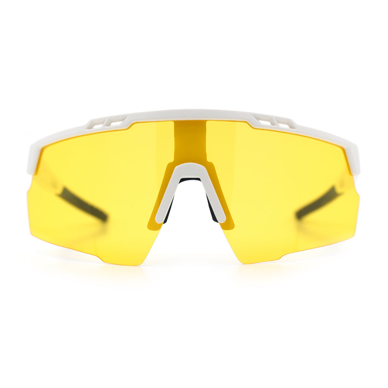 Polarized Mens Antiglare Oversized Shield Half Rim Wrap Sport Plastic Sunglasses\