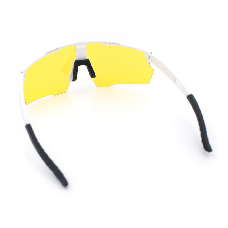 Polarized Mens Antiglare Oversized Shield Half Rim Wrap Sport Plastic Sunglasses\