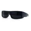 All Black Mens Classic 90s Biker Style Square Rectangle Plastic Sunglasses