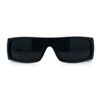All Black Mens Classic 90s Biker Style Square Rectangle Plastic Sunglasses