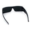All Black Mens Classic 90s Biker Style Square Rectangle Plastic Sunglasses