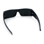 All Black Mens Classic 90s Biker Style Square Rectangle Plastic Sunglasses
