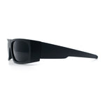 All Black Mens Classic 90s Biker Style Square Rectangle Plastic Sunglasses