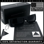 All Black Mens Classic 90s Biker Style Square Rectangle Plastic Sunglasses