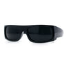 All Black Mens Classic 90s Biker Style Square Rectangle Plastic Sunglasses