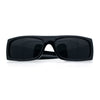 All Black Mens Classic 90s Biker Style Square Rectangle Plastic Sunglasses