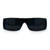 All Black Mens Classic 90s Biker Style Square Rectangle Plastic Sunglasses