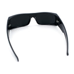 All Black Mens Classic 90s Biker Style Square Rectangle Plastic Sunglasses