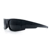All Black Mens Classic 90s Biker Style Square Rectangle Plastic Sunglasses