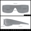 All Black Mens Classic 90s Biker Style Square Rectangle Plastic Sunglasses