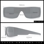 All Black Mens Classic 90s Biker Style Square Rectangle Plastic Sunglasses