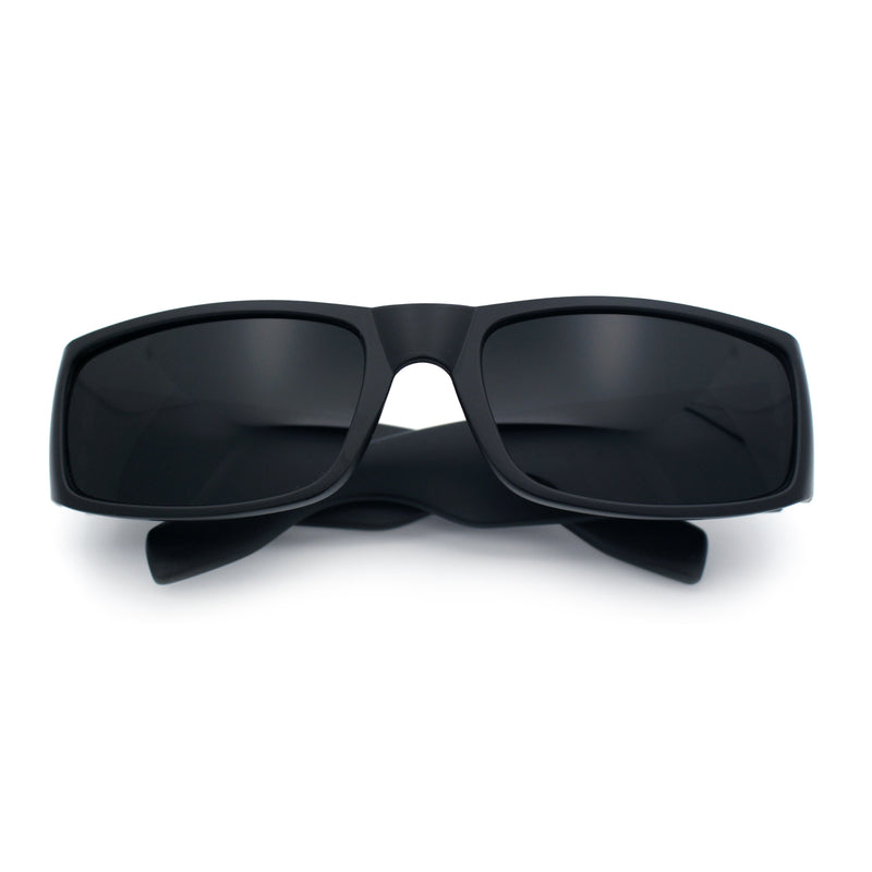 Iconic 90s Street Gangster Limo All Black Narrow Rectangle Sunglasses
