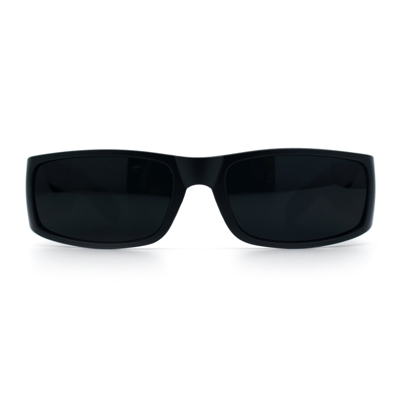 Iconic 90s Street Gangster Limo All Black Narrow Rectangle Sunglasses