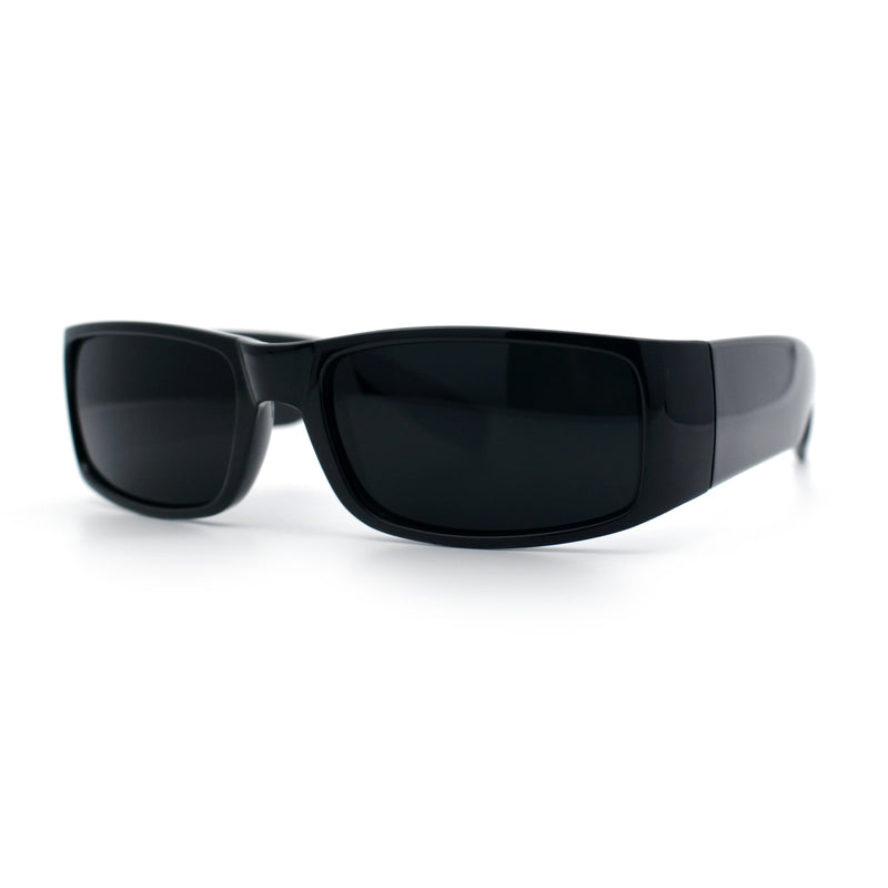 Iconic 90s Street Gangster Limo All Black Narrow Rectangle Sunglasses