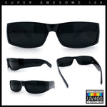 Iconic 90s Street Gangster Limo All Black Narrow Rectangle Sunglasses