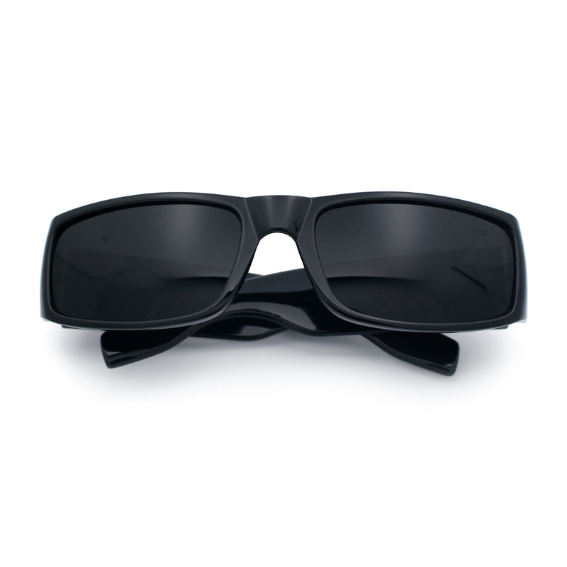Iconic 90s Street Gangster Limo All Black Narrow Rectangle Sunglasses