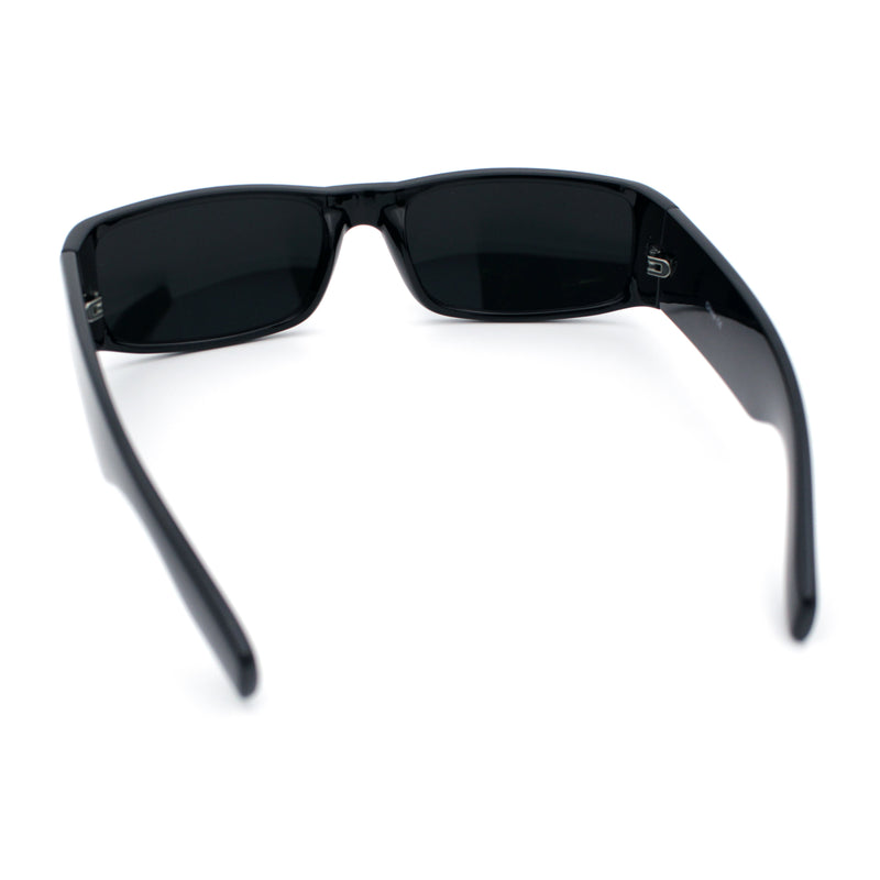 Iconic 90s Street Gangster Limo All Black Narrow Rectangle Sunglasses