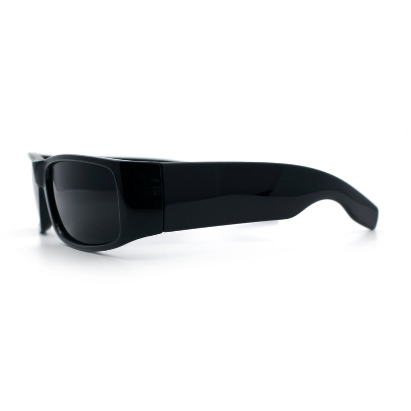 Iconic 90s Street Gangster Limo All Black Narrow Rectangle Sunglasses