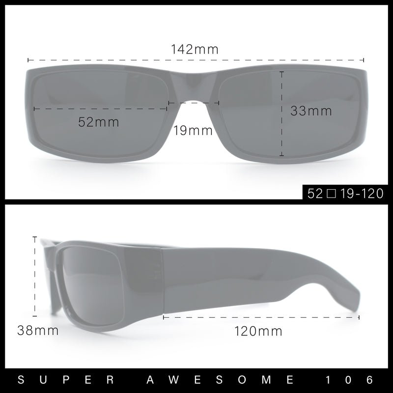 Iconic 90s Street Gangster Limo All Black Narrow Rectangle Sunglasses
