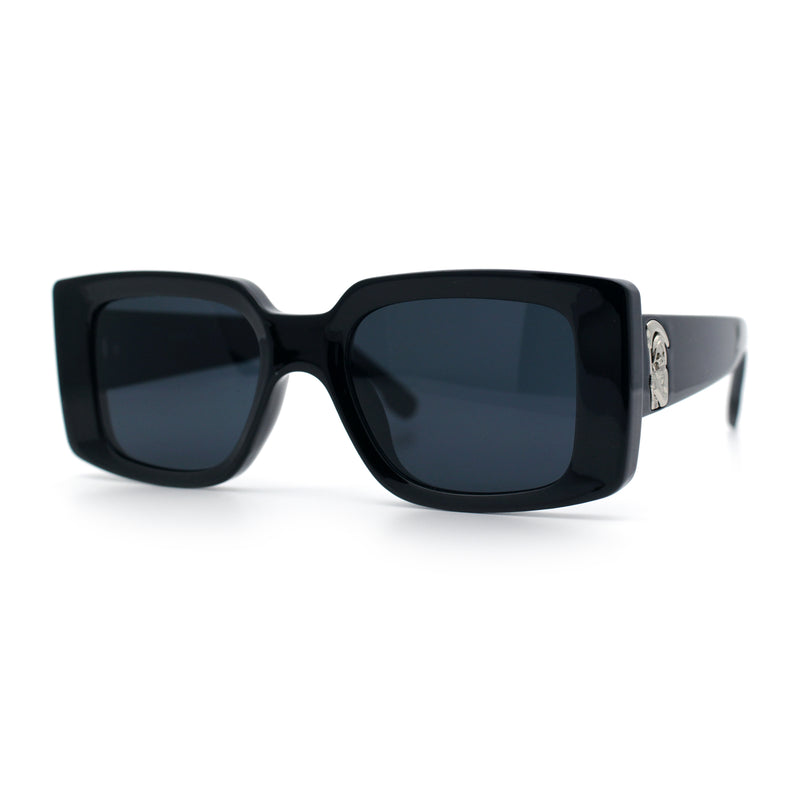 Womens Grim Reaper Logo Mod Fashion Rectangle Plastic Sunglasses