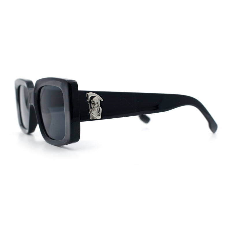 Womens Grim Reaper Logo Mod Fashion Rectangle Plastic Sunglasses