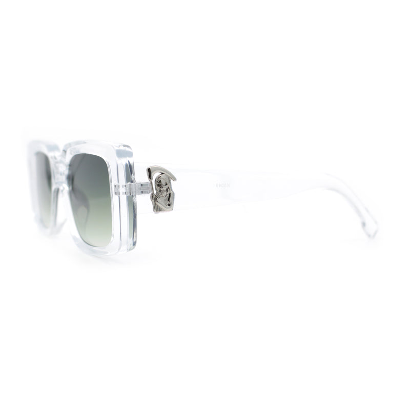Womens Grim Reaper Logo Mod Fashion Rectangle Plastic Sunglasses