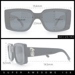 Womens Grim Reaper Logo Mod Fashion Rectangle Plastic Sunglasses