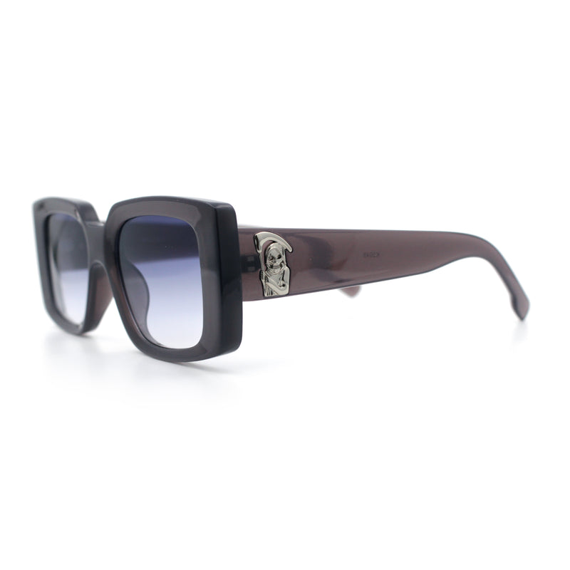 Womens Grim Reaper Logo Mod Fashion Rectangle Plastic Sunglasses