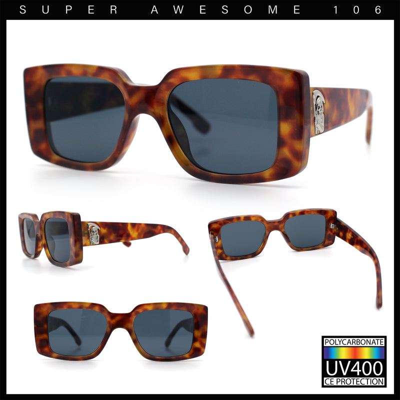 Womens Grim Reaper Logo Mod Fashion Rectangle Plastic Sunglasses