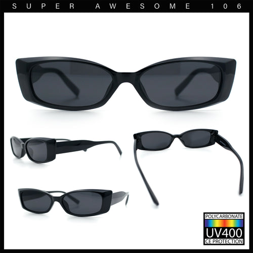 Womens Narrow Rectangle Cat Eye Retro Gothic Diva Sunglasses