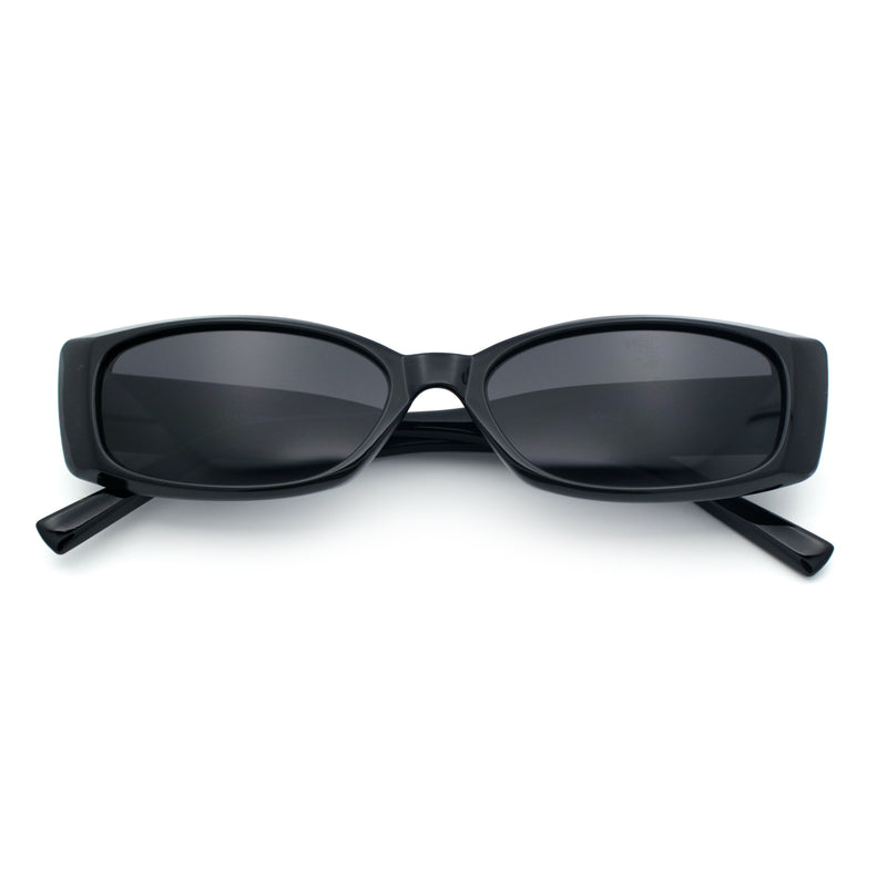Womens Narrow Rectangle Cat Eye Retro Gothic Diva Sunglasses