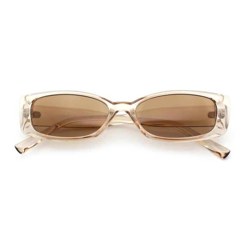 Womens Narrow Rectangle Cat Eye Retro Gothic Diva Sunglasses