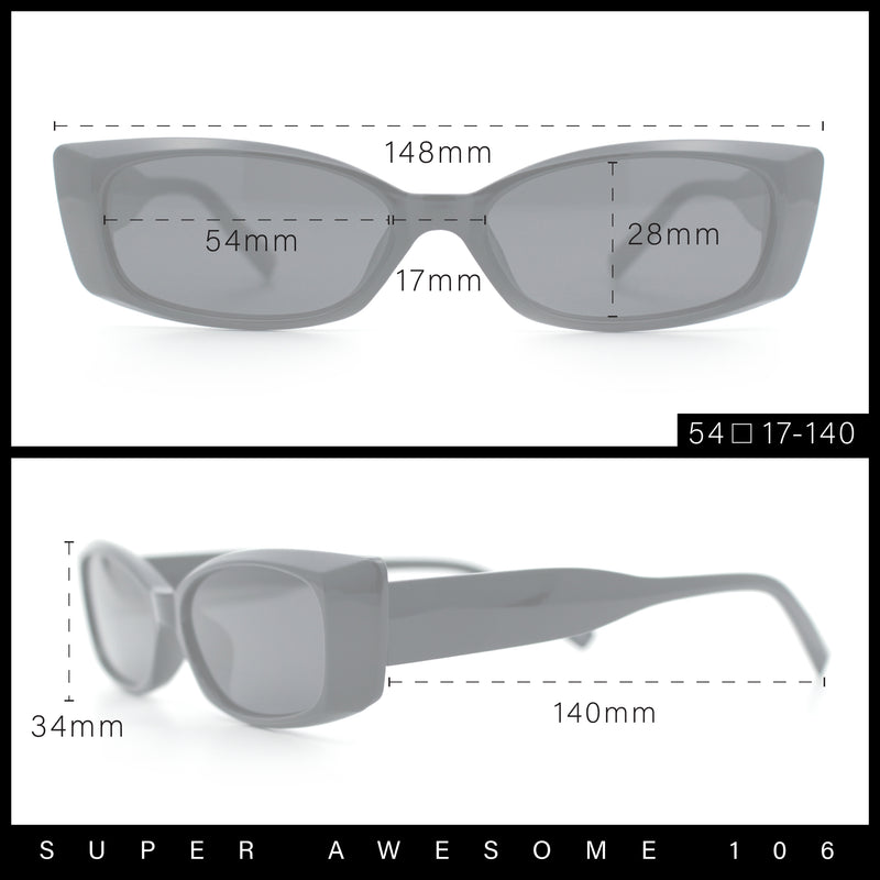 Womens Narrow Rectangle Cat Eye Retro Gothic Diva Sunglasses