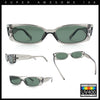 Womens Narrow Rectangle Cat Eye Retro Gothic Diva Sunglasses