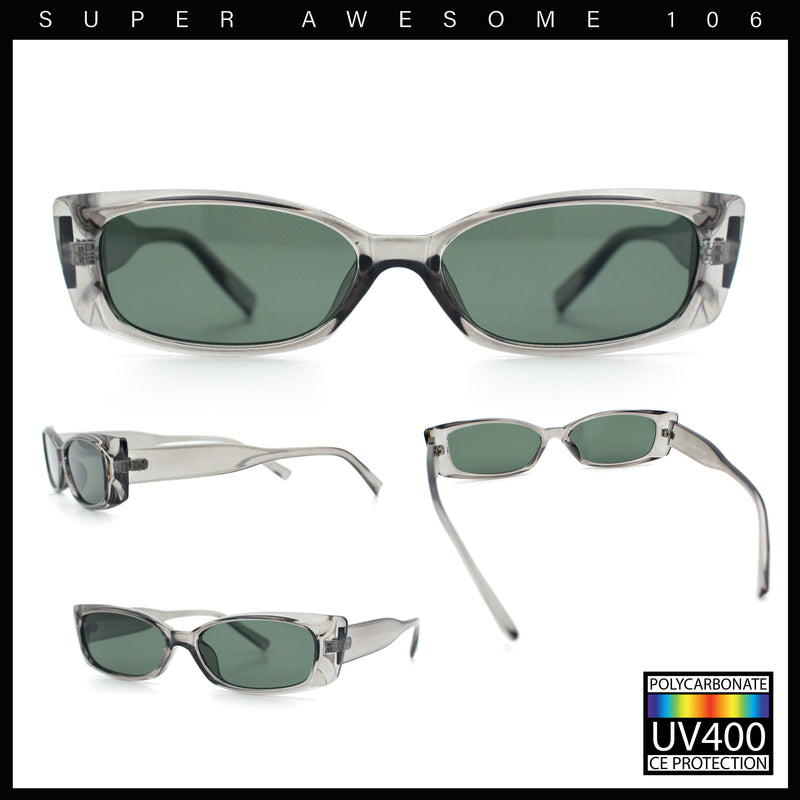 Womens Narrow Rectangle Cat Eye Retro Gothic Diva Sunglasses