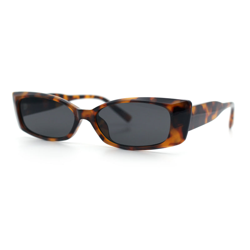 Womens Narrow Rectangle Cat Eye Retro Gothic Diva Sunglasses