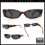 Womens Narrow Rectangle Cat Eye Retro Gothic Diva Sunglasses