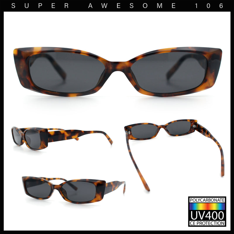Womens Narrow Rectangle Cat Eye Retro Gothic Diva Sunglasses